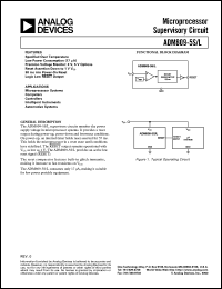 ADM809-5LART-REEL datasheet: 0.3-6V; 20mA; 320mW; microprocessor supervisory circuit. For microprocessor systems, computers, controllers, intelligent instruments, automotive systems ADM809-5LART-REEL