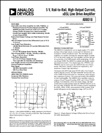 AD8018ARU datasheet: Nominal:5V; Max:8V; 565-650mW; rail-to-rail, high-output current xDSL line driver amplifier. For xDSL USB, PCI, PCMCIA cards, consumer DSL modems, twisted pair line driver AD8018ARU