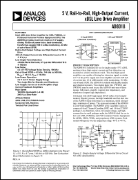 AD8018ARU-REEL datasheet: Nominal:5V; Max:8V; 565-650mW; rail-to-rail, high-output current xDSL line driver amplifier. For xDSL USB, PCI, PCMCIA cards, consumer DSL modems, twisted pair line driver AD8018ARU-REEL