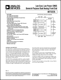 AD73322LAR datasheet: 0.3-4.6V; low-cost, low power CMOS general-purpose dual analog front end. For general-purpose analog I/O, speech processing, cordless and personal communications and telephony AD73322LAR