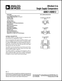 AD8611ARM datasheet: 7.0V; 10mA; unltrafast 4ns single supply comparator. For high-speed timing, clock recovery and clock distribution, line receiver AD8611ARM