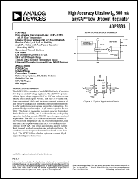 ADP3335ARM-2.85 datasheet: 0.3-16V; 200mW; 500MHz, high accuracy ultralow 500mA anyCAP low dropout regulator. For PCMCIA card, cellular phones, camcorders and cameras ADP3335ARM-2.85