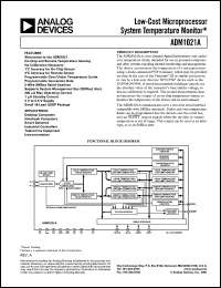 ADM1021AARQ datasheet: 0.3-6V; 650mW; low-cost microprocessor system temperature monitor. For desktop computers, notebook computers, smart batteries, industrial controllers, telecomms equipment and instrumentation ADM1021AARQ