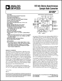 AD1896YRS datasheet: 192kHz stereo asynchronous sample rate converter. For home theater systems, studio digital mixers, automotive audio systems, DVD AD1896YRS