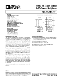 ADG706BRU datasheet: 7V; 30-100mA; CMOS, 2.5OHm low-voltage 8/16-channel multiplexer. For data acquisition systems, communication systems, relay replacement ADG706BRU