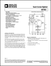 AD7843ARU-REEL7 datasheet: 0.3-7V; 450mW; touch screen digitizer AD7843ARU-REEL7