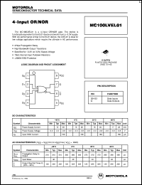 MC100LVEL01DR2 datasheet: 4-Input OR/NOR Gate MC100LVEL01DR2