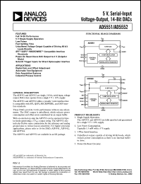 AD5552BR datasheet: 0.3-6V; serial-input voltage-output, 14-bit DAC. For digital gain and offset adjustment, automatic test equipment, data acquisition systems and industrial process control AD5552BR