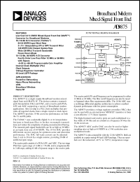 AD9875BSTRL datasheet: 3.9V; 5mA; broadband modem mixed-signal front end AD9875BSTRL