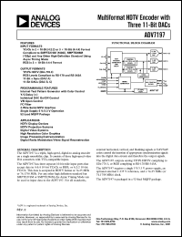 ADV7197KST datasheet: 7V; multiformat HDTV encoder with three 11-bit DACs. For HDTV display devices, HDTV projection systems, digital video systems ADV7197KST