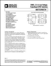 ADG733BRQ datasheet: 7V; CMOS, 2.5 OHm low voltage triple/quad SPDT switch. For data acquisition systems, communication systems, relay replacement ADG733BRQ