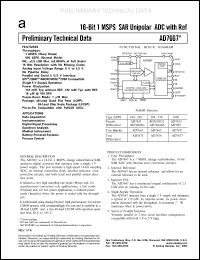 EVAL-AD7667CB datasheet: 0.3-7V; 16-bit, 1MSPS SAR unipolar ADC with ref. For data acquisition, instrumnetation, digital signal processing EVAL-AD7667CB