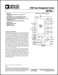 ADP3404ARU datasheet: 0.3-10V; GSM power management systems. For GSM/DCS/PCS handsets, telematic systems, ICO/iridium terminals ADP3404ARU