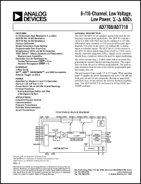 AD7708BR datasheet: 0.3-7V; 8-/10-channel, low voltage, low power ADC AD7708BR
