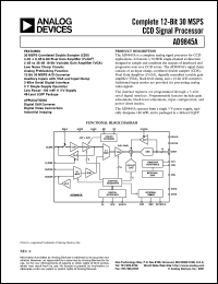 AD9845AJST datasheet: complete 12-bit 30MSPS CCD signal processor. For digital still cameras, digital video camcorders, industrial imaging AD9845AJST