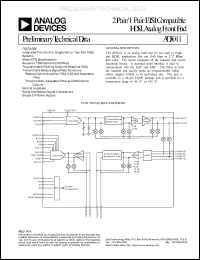 AD5011 datasheet: 2pair / 1pair ETSI compatible HDSL analog front end AD5011