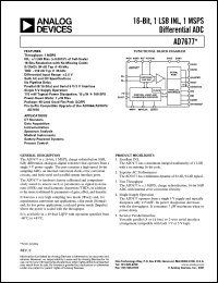AD7677AST datasheet: 7V; 16-bit, 1LSB INL, 1MSPS differential ADC. For CT scanners, data acquisition, instrumentation, spectrum analysis AD7677AST