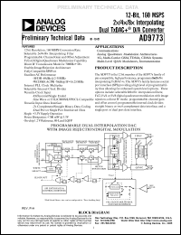 AD9773AST datasheet: 0.3-25V; 12-bit, 160MSPS 2x/4x/8x interpolating dual TxDAC+ D/A converter AD9773AST