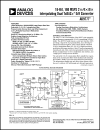 AD9777BSV datasheet: 0.3-25V; 16-bit, 160MSPS 2x/4x/8x interpolating dual TxDAC+ D/A converter AD9777BSV