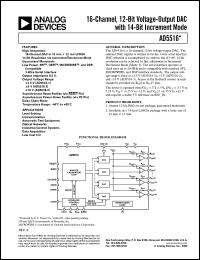 AD5516ABC-1 datasheet: 0.3-17V; 16-channel, 12-bit voltage-output DAC with 14-bit increment mode. For level setting, instrumentation, automatic test equipment AD5516ABC-1