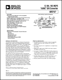 AD9742-EB datasheet: 0.3-3.9V; 12-bit, 165MSPS TxDAC D/A converter AD9742-EB