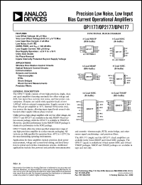 OP1177ARM datasheet: 36V; precision low-noise, low input bias current operational amplifier. For wireless base station control circuit, optical network control circuit, instrumentation, sensors and controls OP1177ARM