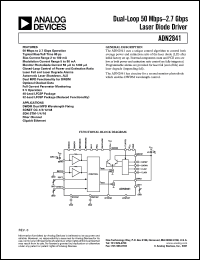 ADN2841ACP-32-RL datasheet: 7V; dual-loop 50Mbps-2.7Gbps laser diode driver. For DWDM dual MPD wavelength fixing, SONET OC-1/3/12/48, SDH STM-1/4/16, fiber channel, gigabit ethernet ADN2841ACP-32-RL