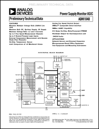 ADM1040 datasheet: Power supply monitor ASIC ADM1040