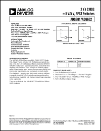 ADG601BRM datasheet: 0.3-3.6V; 2OHm +-5V/5V, SPST switch. For outomatic test equipment, power routing, communication systems, data acquisition systems, etc. ADG601BRM