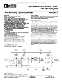 AD1955YRS datasheet: 0.3-6V; high performance multibit DAC with SACD playback AD1955YRS