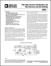 AD807A-155BR datasheet: 12V; fiber optic receiver with quantizer and clock recovery and data retiming AD807A-155BR
