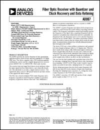 AD807A-155BRRL datasheet: 12V; fiber optic receiver with quantizer and clock recovery and data retiming AD807A-155BRRL