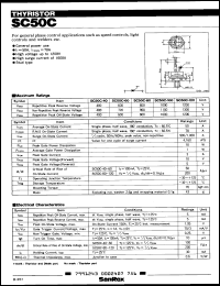 SC50C-80 datasheet: Thyristor, 50A, 800V SC50C-80