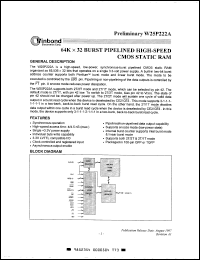 W25P222AD-4A datasheet: 64K x 32 burst pipelined high-speed CMOS static RAM, LVTTL, 4.5ns W25P222AD-4A