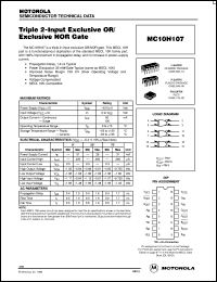 MC10H107L datasheet: Triple 2-Input Exclusive OR/Exclusive NOR Gate MC10H107L