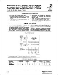 AM27PS191JC datasheet: 16,384-bit (2048 x 8) bipolar PROM AM27PS191JC