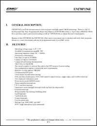 EM78P156E datasheet: 8-bit CMOS microprocessor, 1K*13-bit (OTP-ROM), 2.2V~5.5V, 36MHz EM78P156E