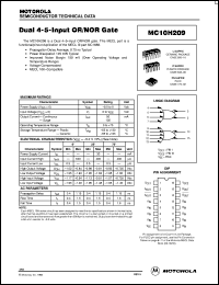 MC10H209P datasheet: Dual 4-5-Input OR/NOR Gate MC10H209P