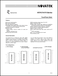 NT91215B datasheet: Tone/pulse dialer NT91215B