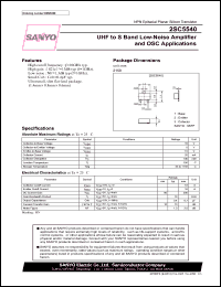 2SC5540 datasheet: NPN Epitaxial Planar Silicon Transistor UHF to S Band Low-Noise Amplifier and OSC Applications 2SC5540