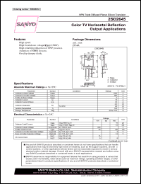 2SD2645 datasheet: NPN Triple Diffused Planar Silicon Transistor Color TV Horizontal Deflection Output Applications 2SD2645