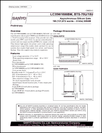 LC35W1000BTS-70U datasheet: Asynchronous Silicon Gate 1M (131,072 words x8 bits) SRAM LC35W1000BTS-70U