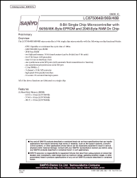 LC875064B datasheet: 8-Bit Single Chip Microcontroller with 64/56/48K-Byte EPROM and 2048-Byte RAM On Chip LC875064B