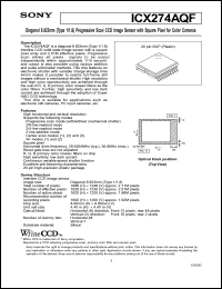 ICX274AQF datasheet: Diagonal 8.923mm(Type 1/1.8) Progressive Scan CCD ICX274AQF