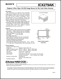 ICX279AK datasheet: Diagonal 4.5mm (Type 1/4) CCD Image Sensor for ICX279AK