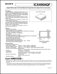 ICX406AQF datasheet: Diagonal 8.98mm(Type 1/1.8) Frame Readout CCD ICX406AQF