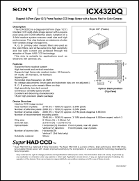 ICX432DQ datasheet: Diagonal 6.67mm(Type 1/2.7) Frame Readout CCD ICX432DQ