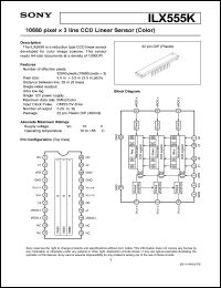 ILX555K datasheet: 10680pixel x 3line CCD Linear Sensor(Color) ILX555K