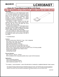 LCX038AST datasheet: 1.8cm(0.7 Type)Black-and-White LCD Panel LCX038AST