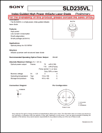 SLD235VL datasheet: Index-Guided High Power AlGaAs Laser Diode SLD235VL
